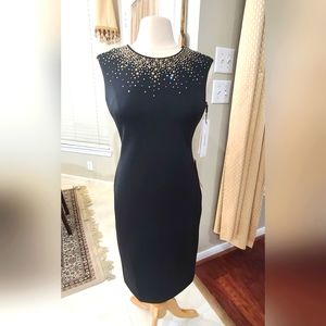 NWT Sz.4 Calvin Klein black Dress with Sparkles around neckline (front & back)